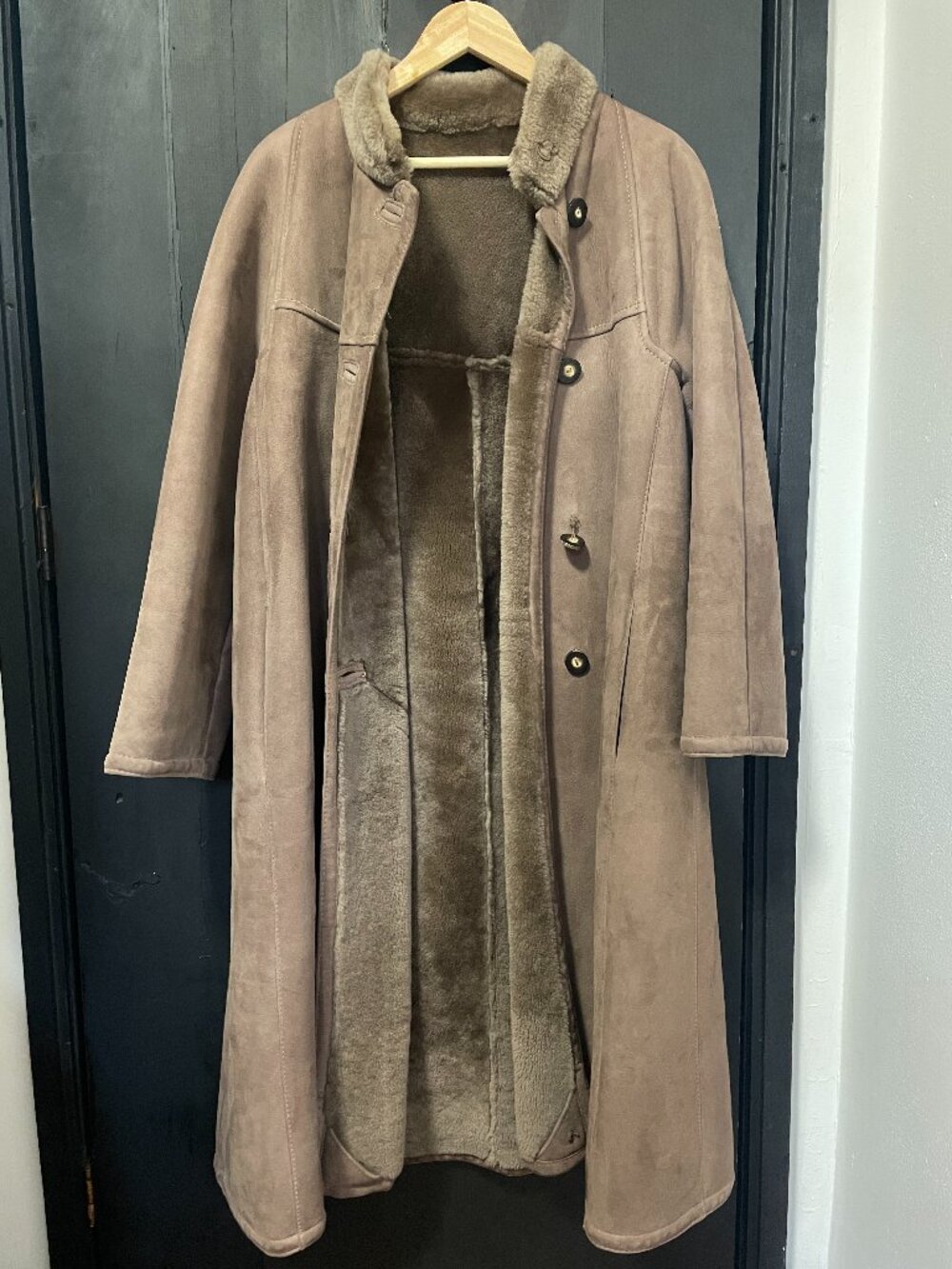 Vintage Burberry Shearling Full-Length Coat in Excellent Condition